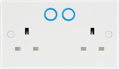 British General Slim Nexus Double Switched 13A Power Socket + Smart Home Control - White