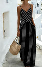 Striped Casual Womens V-Neck Sleeveless Set