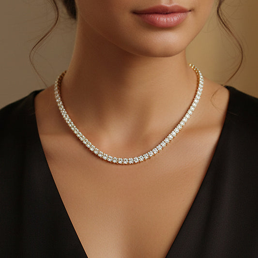 Copper Plated 18K Gold Zirconia Tennis Necklace