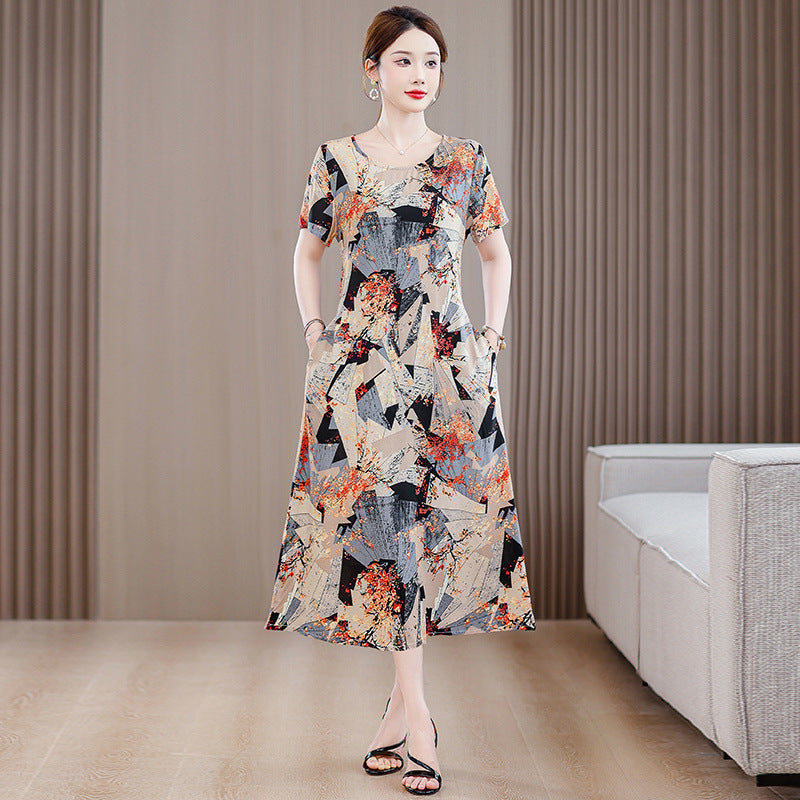 Women's Short Sleeve Cotton Floral Dress