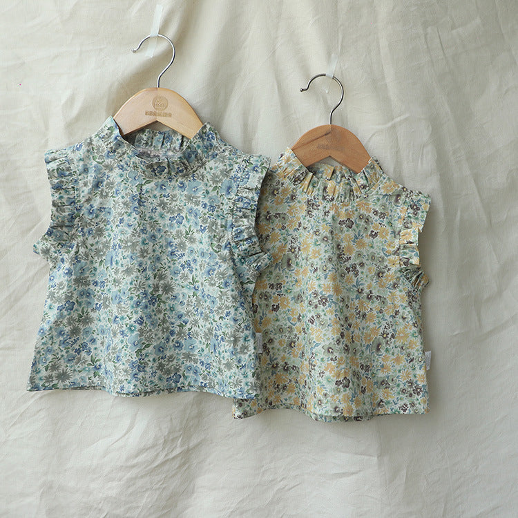 Girls' Summer Baby Floral Vest T-shirt