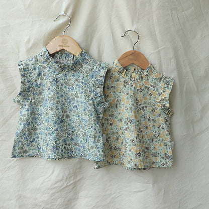 Girls' Summer Baby Floral Vest T-shirt