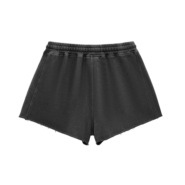 Waran Unisex Snow Washed Raw Edge Drawstring Shorts