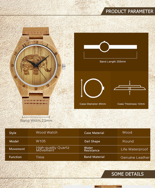 Bamboo Wood Quartz Watch