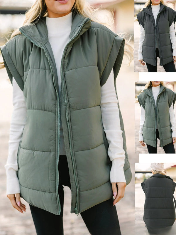Gilet thermique fin sans manches à col montant