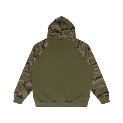 Unisex Camo-Splice Raglan Zip Hoodie