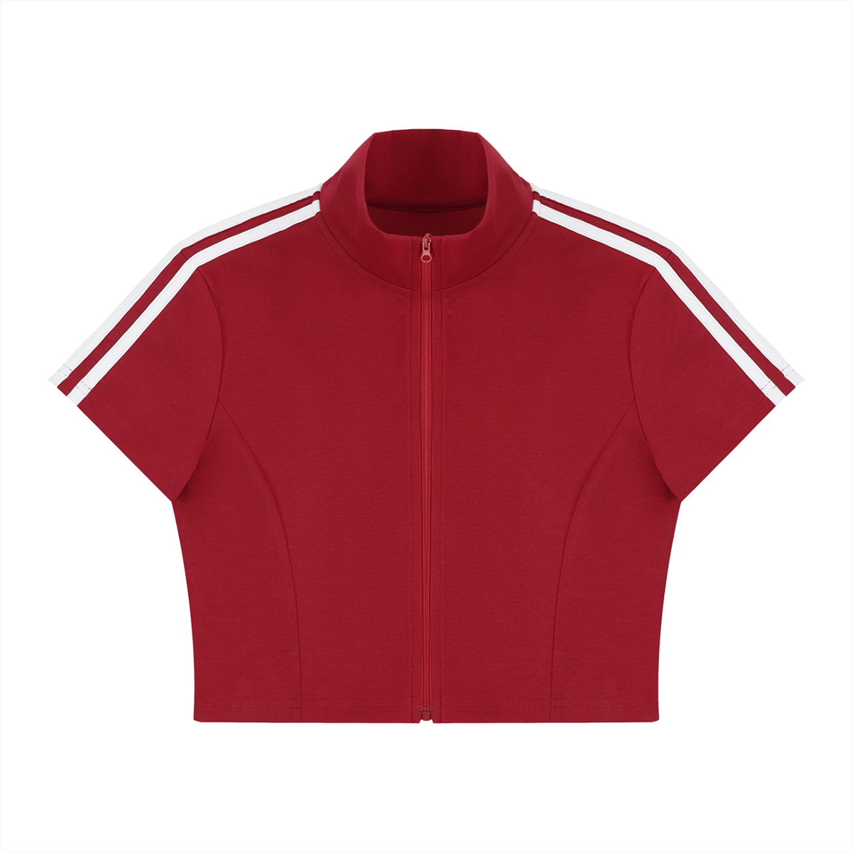 Women's Cropped Full Zip Short Sleeve T-Shirt 220GSM