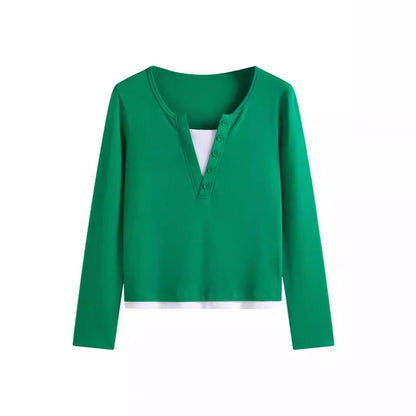 Slim fit round neck top - view 1