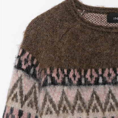 Leisure and Lazy Color Brushing Effect Jacquard Knitted Shirt