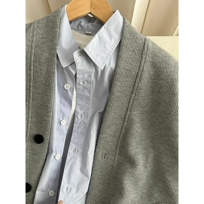 Men's Heavyweight V-Neck Open-Front Sweatshirt Jacket