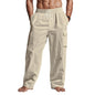 Men's Workwear Multi-pocket Straight Linen Pants