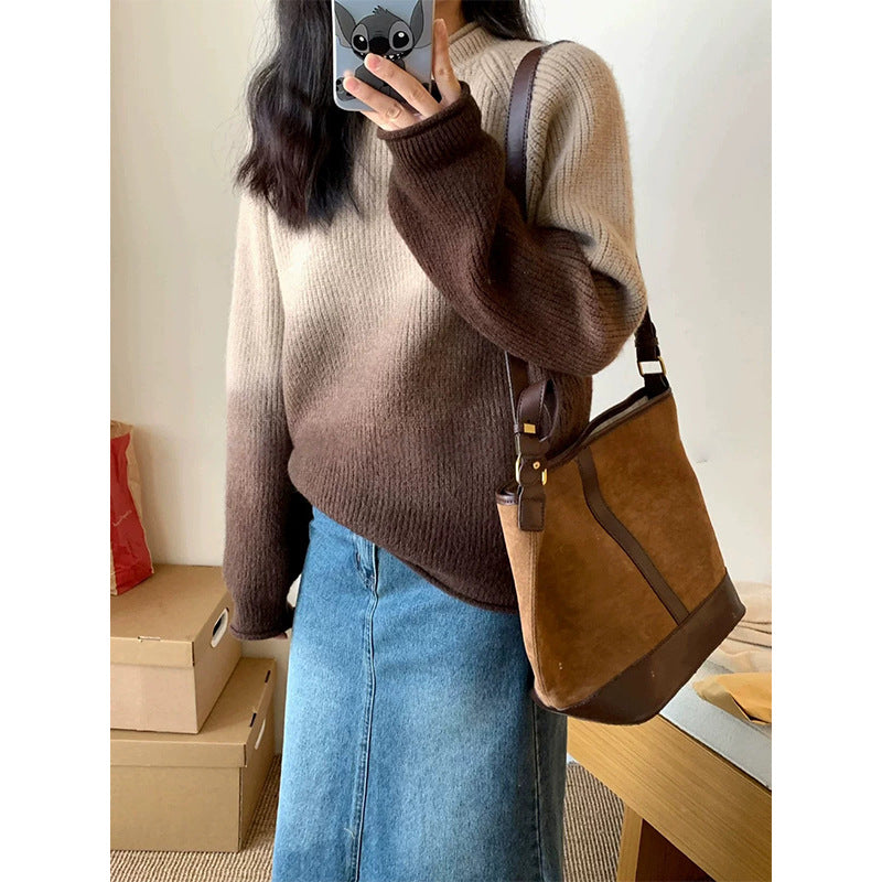 Gradient colored sweater for women