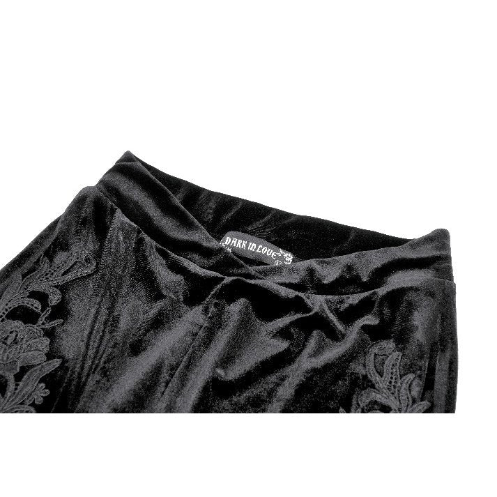 Pantalon évasé en velours et dentelle Dark in Love Erzebeth