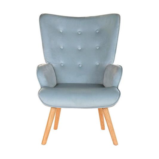 Armchair DKD Home Decor Sky blue Natural Polyester Wood 67 x 75 x 96 cm