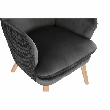 Armchair DKD Home Decor Natural Dark grey Polyester Wood 66 x 67 x 92 cm