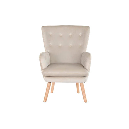 Armchair DKD Home Decor Beige Natural Polyester Wood 67 x 70 x 95 cm