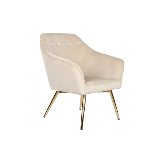 Armchair DKD Home Decor Cream Golden Metal 74 x 74 x 90 cm