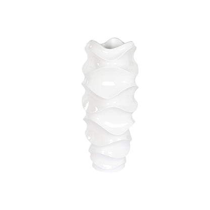 Planter Home ESPRIT White Fibreglass Waves 44 x 44 x 101 cm