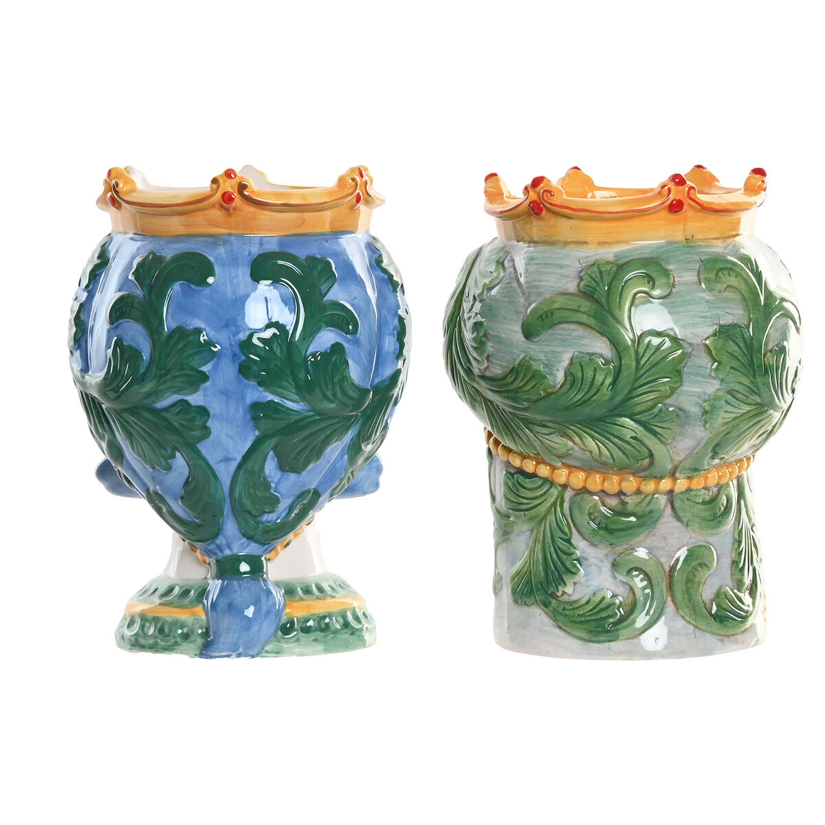 Planter Home ESPRIT Green Multicolour Porcelain 15 x 15 x 26.5 cm (2 Units)