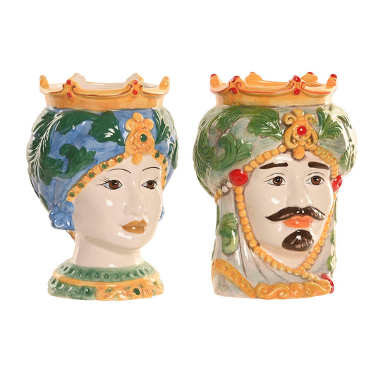 Planter Home ESPRIT Green Multicolour Porcelain 15 x 15 x 26.5 cm (2 Units)