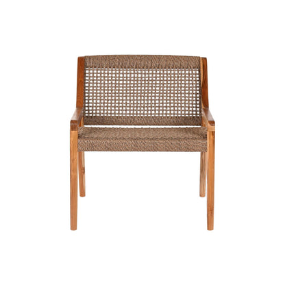 Armchair Home ESPRIT Brown Teak Synthetic fibre 65 X 62 X 72 CM