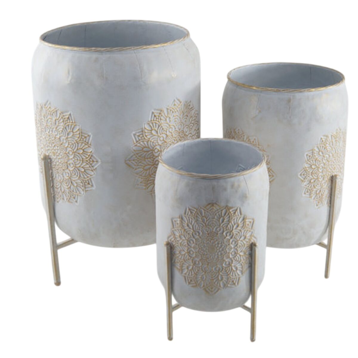 Planter Home ESPRIT White Golden Metal Arab (3 Pieces)