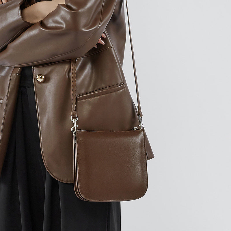 Women's Bucket Underarm Bag - Genuine Leather Hobo