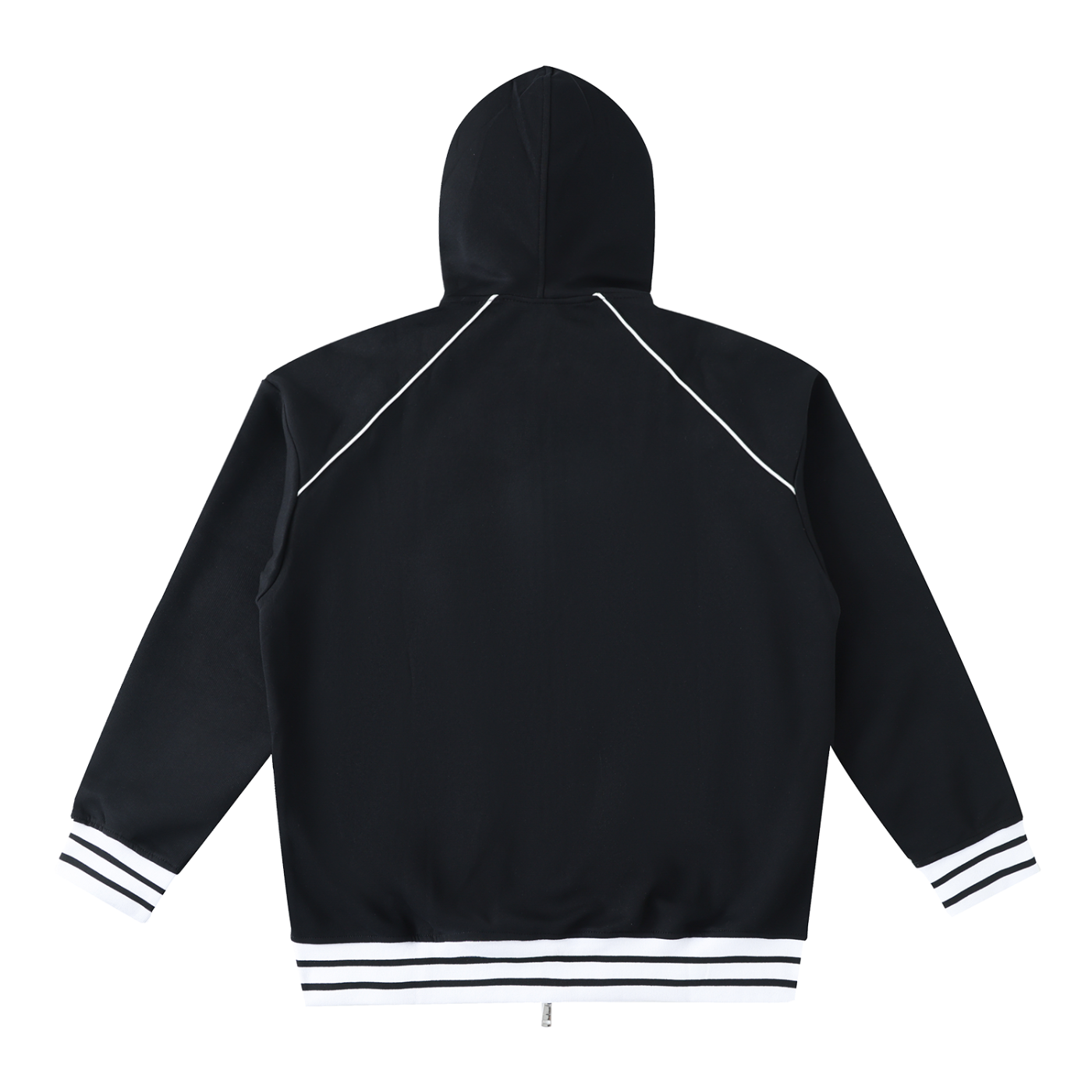 Striped Trim Zip-Up Hoodie 380GSM