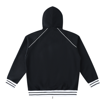 Striped Trim Zip-Up Hoodie 380GSM