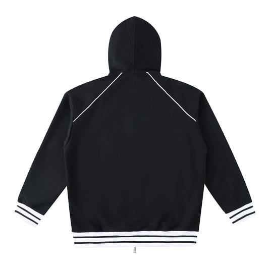 Striped Trim Zip-Up Hoodie 380GSM
