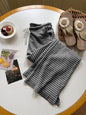 Loose striped drawstring waistband pocket casual pants