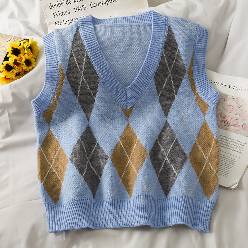 Retro V-neck Loose Stacking Japanese Sweater Top Women - Stuffs & Savers