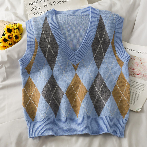 Retro V-neck Loose Stacking Japanese Sweater Top Women - Stuffs & Savers