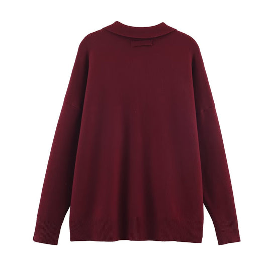 Simple and loose long sleeved knitted sweater