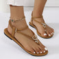 Womens Flat Flip-toe Beach Plus Size Rhinestone Sandals