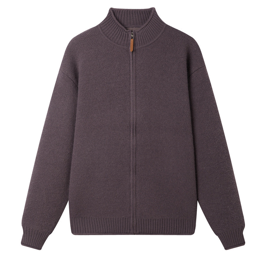 Stand up collar zipper cardigan sweater