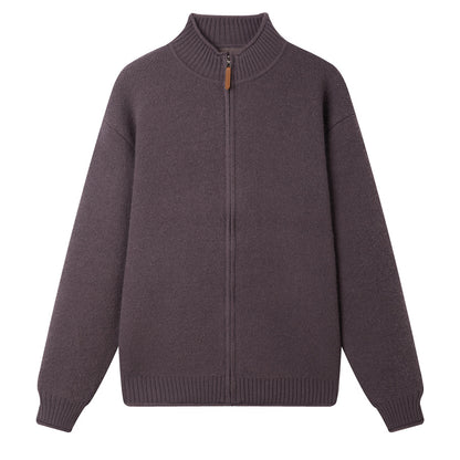 Stand up collar zipper cardigan sweater