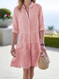 Striped Long-sleeved Shirt Dress