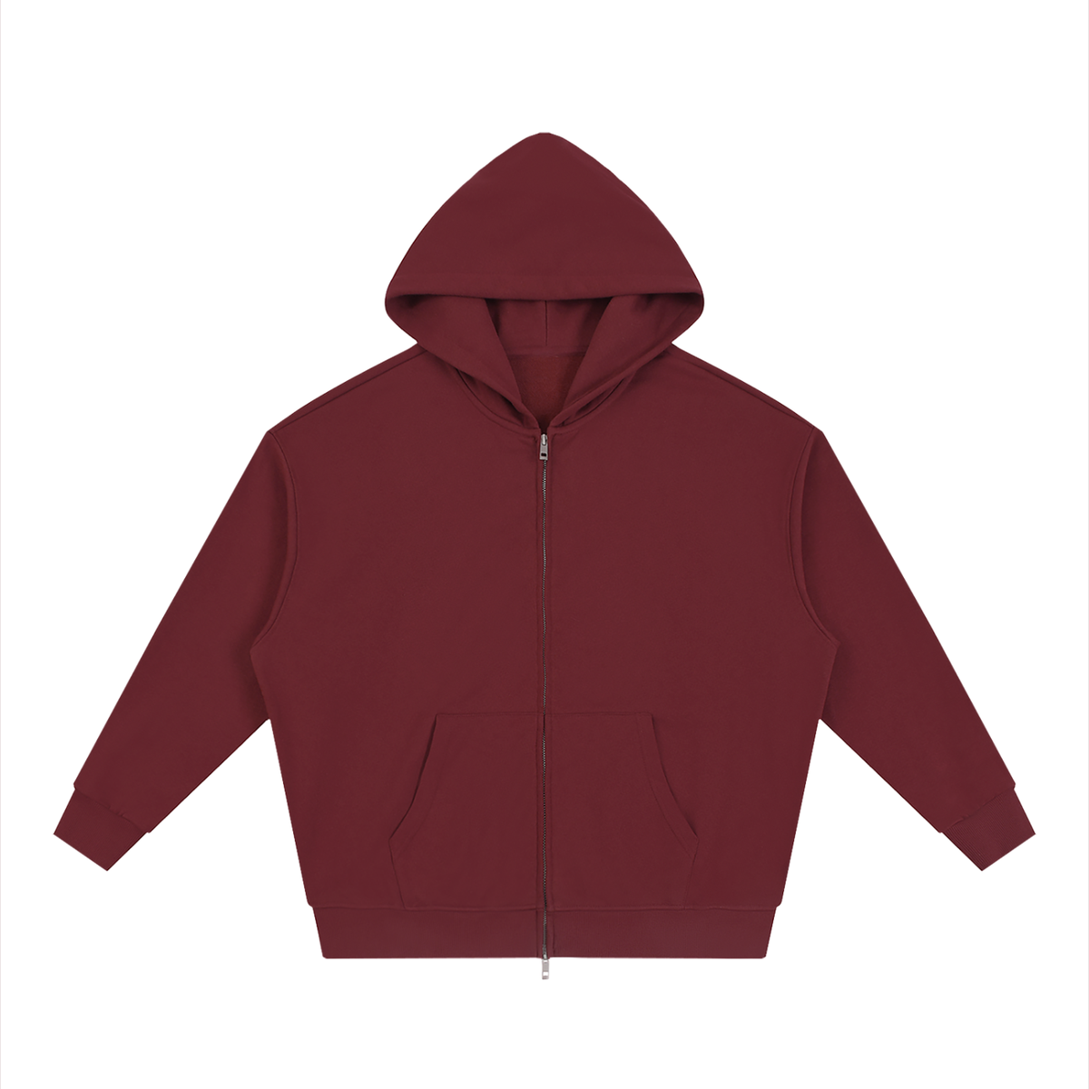 Waran Unisex Loose Solid Full Zip Hoodie
