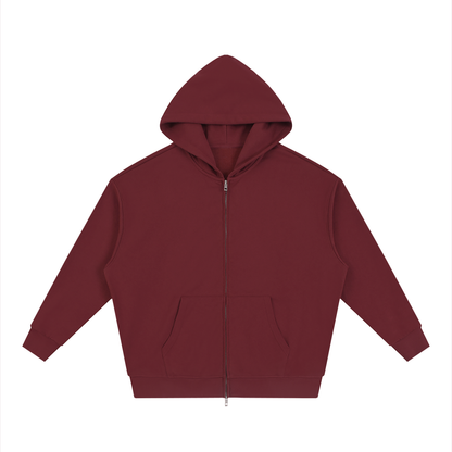 Waran Unisex Loose Solid Full Zip Hoodie