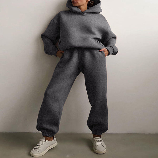Women's Casual Hooded Sweater Two-piece Suit