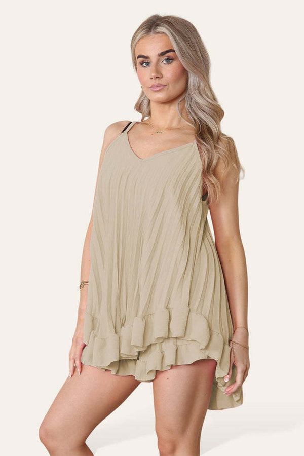 Cami Pleated Frill Hem Set