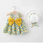 Baby Girl Print Bow Suspender Dress