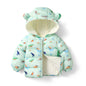 Down Cotton-padded Jacket With Fleece Thickened And Hooded For Infants And Toddlers
