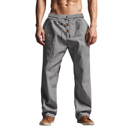 Men's Loose Fit Straight-Leg Casual Trousers | Breathable Summer Beach Pants