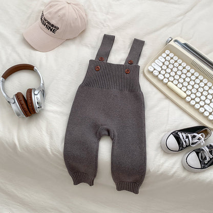 Ins Style Baby Autumn Clothing Knitted Bib Jumpsuit