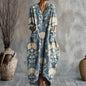 Lady's Linen Long-sleeved Dress
