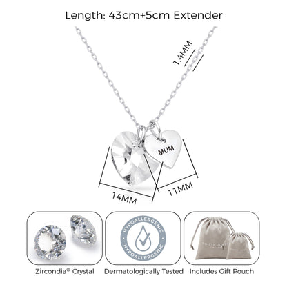 Mum Heart Necklace Created with Zircondia® Crystals