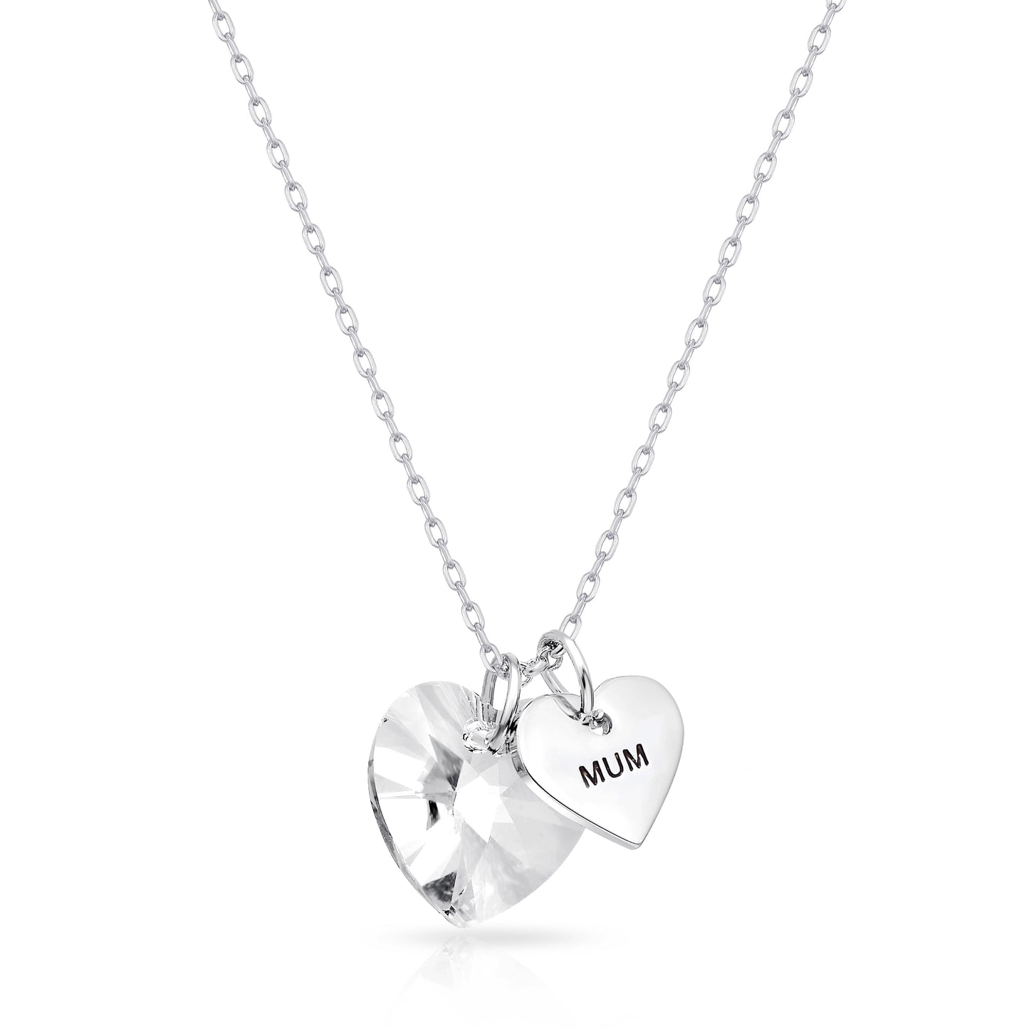 Mum Heart Necklace Created with Zircondia® Crystals