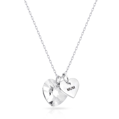 Mum Heart Necklace Created with Zircondia® Crystals